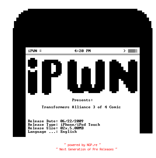 NFO for the release Transformers.Alliance.3.of.4.Comic.iPhone.iPod.Touch-iPWNPDA by iPWNPDA