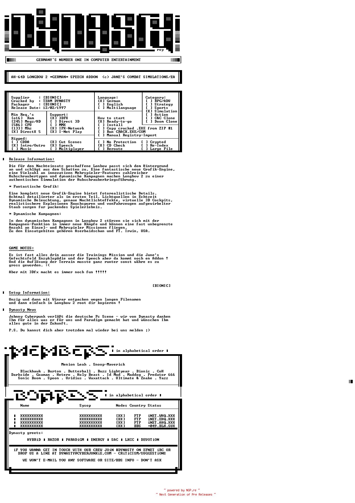 NFO for the release AH-64D.Longbow2.German.Speech.Addon-DYNASTY by DYNASTY