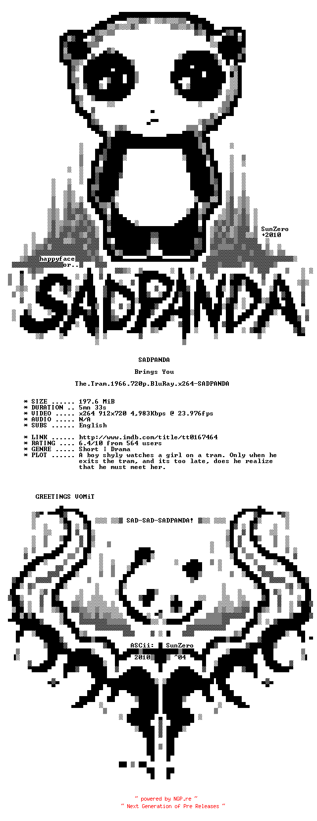 NFO for the release The.Tram.1966.720p.BluRay.x264-SADPANDA by SADPANDA
