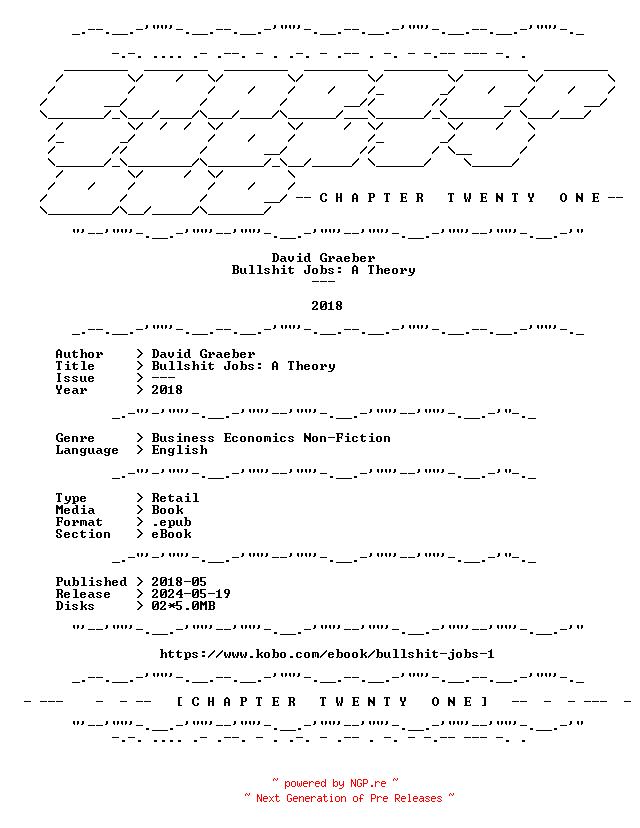 NFO for the release David.Graeber.-.Bullshit.Jobs.A.Theory.2018.RETAIL.EPUB.eBook-CTO by CTO