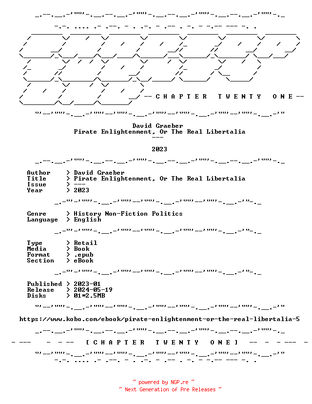 NFO for the release David.Graeber.-.Pirate.Enlightenment.Or.The.Real.Libertalia.2023.RETAIL.EPUB.eBook-CTO by CTO