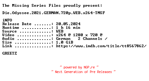 NFO for the release Die.Odyssee.2021.GERMAN.720p.WEB.x264-TMSF by TMSF