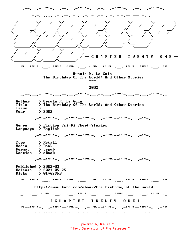 NFO for the release Ursula.K.Le.Guin.-.The.Birthday.Of.The.World.And.Other.Stories.2002.RETAIL.EPUB.eBook-CTO by CTO