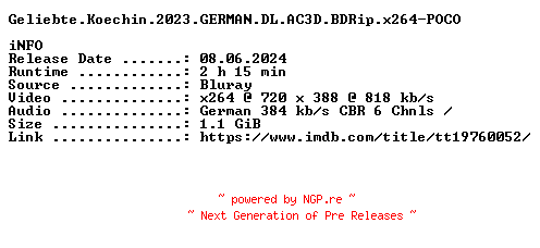NFO for the release Geliebte.Koechin.2023.GERMAN.DL.AC3D.BDRip.x264-POCO by POCO
