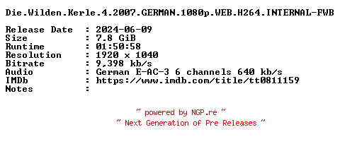 NFO for the release Die.Wilden.Kerle.4.2007.GERMAN.1080p.WEB.H264.INTERNAL-FWB by FWB
