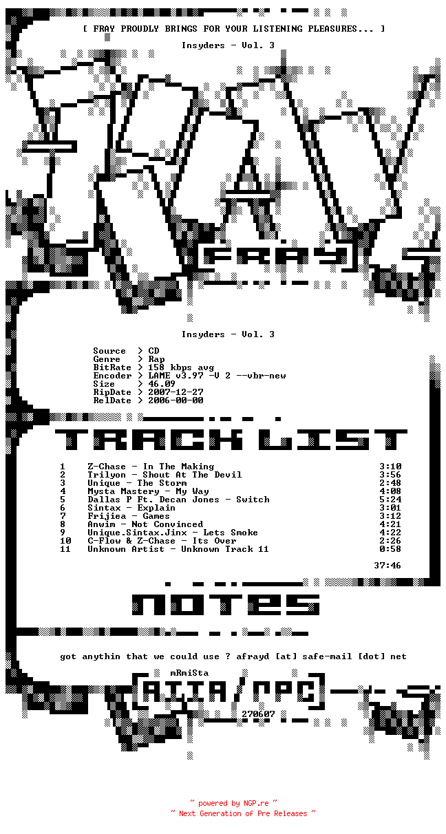 NFO for the release VA-Insyders-Vol._3-2006-FRAY by FRAY