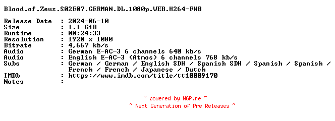 NFO for the release Blood.of.Zeus.S02E07.GERMAN.DL.1080p.WEB.H264-FWB by FWB