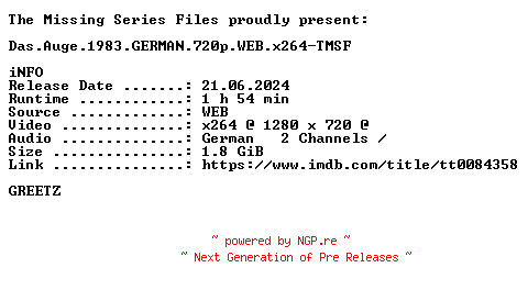 NFO for the release Das.Auge.1983.GERMAN.720p.WEB.x264-TMSF by TMSF