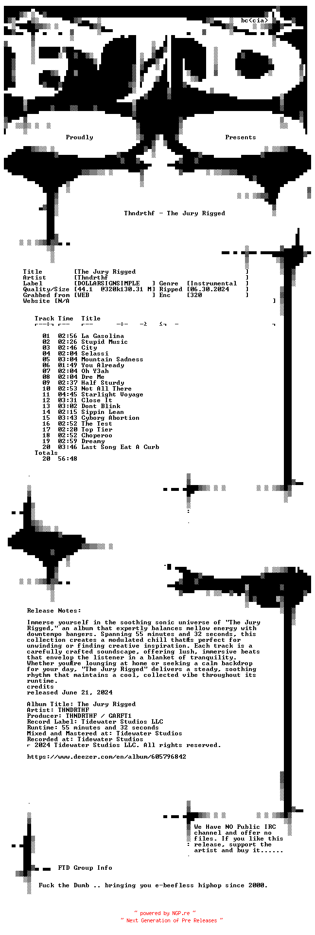NFO for the release Thndrthf-The_Jury_Rigged-WEB-2024-FTD by FTD