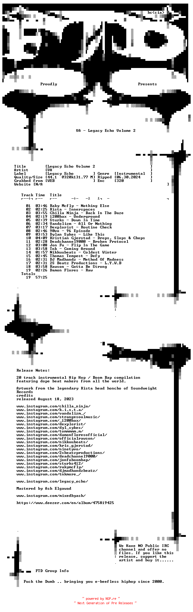 NFO for the release VA-Legacy_Echo_Volume_2-WEB-2023-FTD by FTD