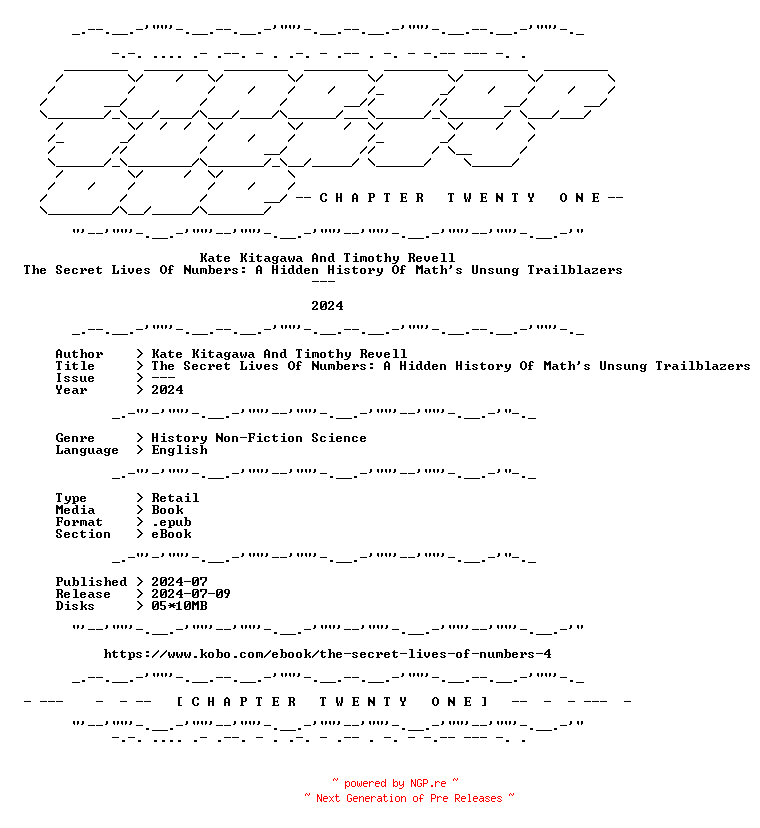 NFO for the release Kate.Kitagawa.And.Timothy.Revell.-.The.Secret.Lives.Of.Numbers.A.Hidden.History.Of.Maths.Unsung.Trailblazers.2024.RETAIL.EPUB.eBook-CTO by CTO