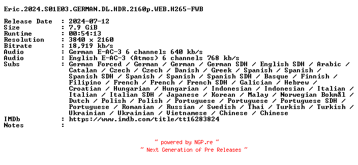 NFO for the release Eric.2024.S01E03.GERMAN.DL.HDR.2160p.WEB.H265-FWB by FWB