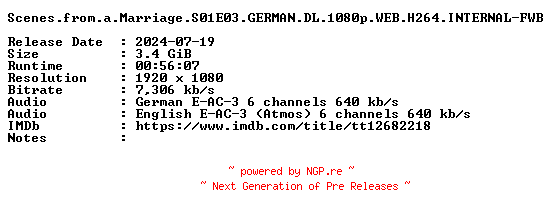 NFO for the release Scenes.from.a.Marriage.S01E03.GERMAN.DL.1080p.WEB.H264.INTERNAL-FWB by FWB