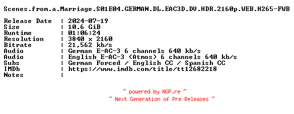 NFO for the release Scenes.from.a.Marriage.S01E04.GERMAN.DL.EAC3D.DV.HDR.2160p.WEB.H265-FWB by FWB