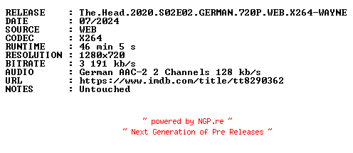 NFO for the release The.Head.2020.S02E02.GERMAN.720P.WEB.X264-WAYNE by WAYNE
