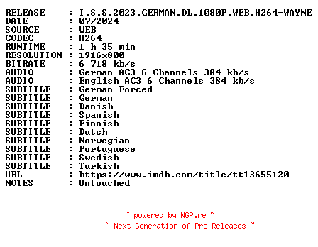 NFO for the release I.S.S.2023.GERMAN.DL.1080P.WEB.H264-WAYNE by WAYNE