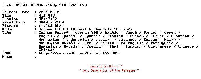 NFO for the release Dark.S01E04.GERMAN.2160p.WEB.H265-FWB by FWB