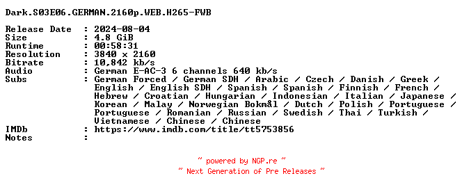 NFO for the release Dark.S03E06.GERMAN.2160p.WEB.H265-FWB by FWB