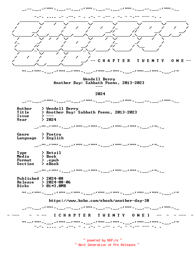 NFO for the release Wendell.Berry.-.Another.Day.Sabbath.Poems.2013-2023.2024.RETAIL.EPUB.eBook-CTO by CTO
