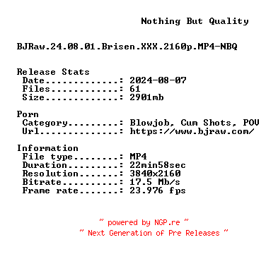 NFO for the release BJRaw.24.08.01.Brisen.XXX.2160p.MP4-NBQ by NBQ