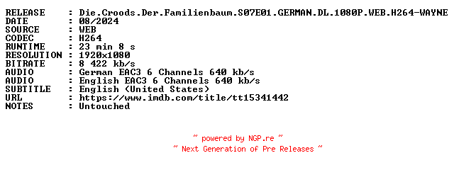 NFO for the release Die.Croods.Der.Familienbaum.S07E01.GERMAN.DL.1080P.WEB.H264-WAYNE by WAYNE