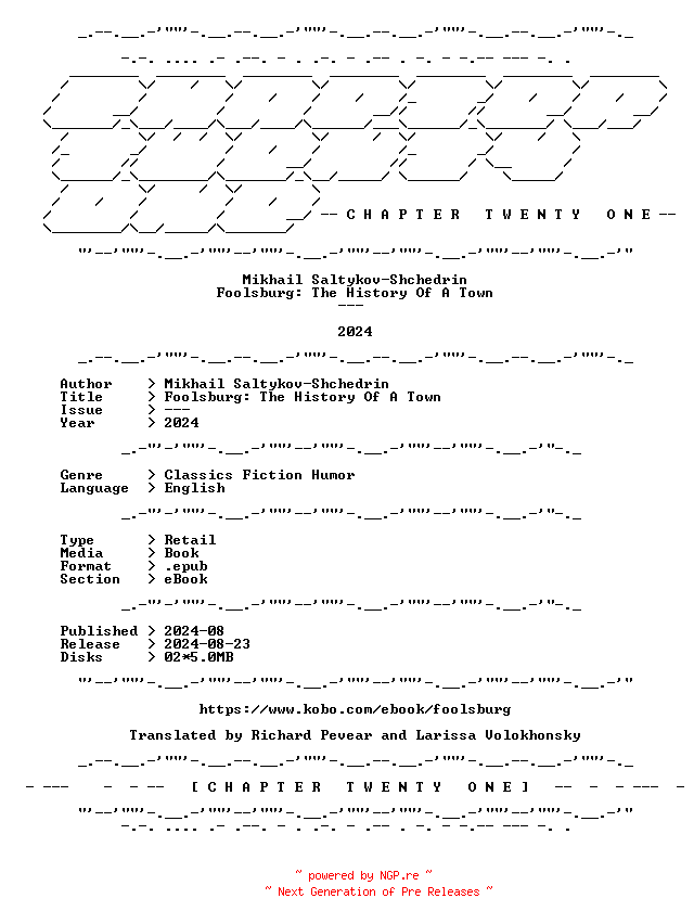 NFO for the release Mikhail.Saltykov-Shchedrin.-.Foolsburg.The.History.Of.A.Town.2024.RETAIL.EPUB.eBook-CTO by CTO