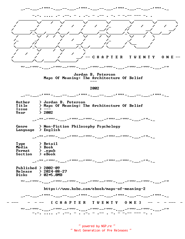 NFO for the release Jordan.B.Peterson.-.Maps.Of.Meaning.The.Architecture.Of.Belief.2002.RETAIL.EPUB.eBook-CTO by CTO