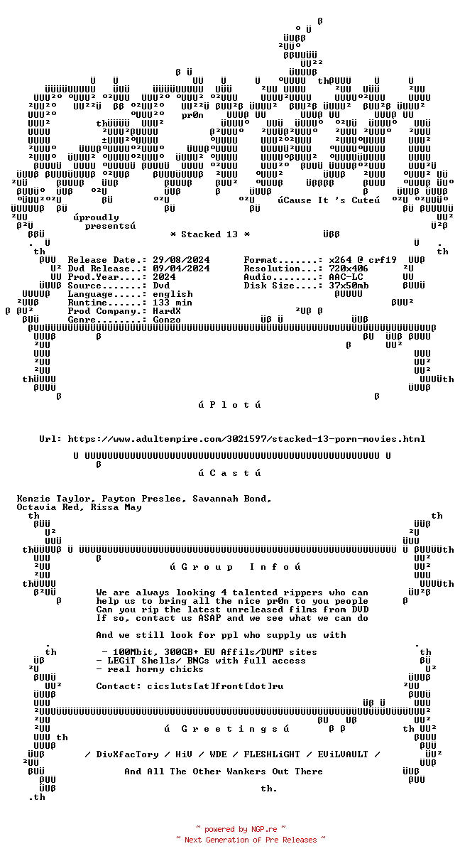 NFO for the release Stacked.13.XXX.DVDRip.x264-CiCXXX by CiCXXX