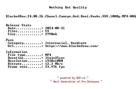 NFO for the release BlackedRaw.24.08.26.Chanel.Camryn.And.Demi.Hawks.XXX.1080p.MP4-NBQ by NBQ