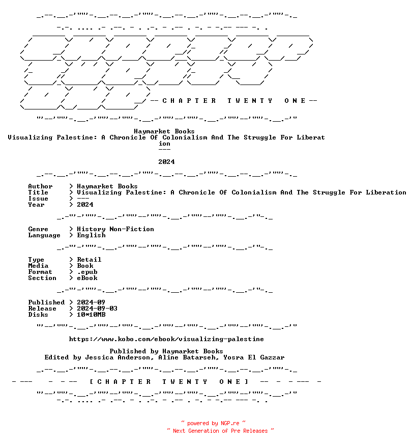 NFO for the release Haymarket.Books.-.Visualizing.Palestine.A.Chronicle.Of.Colonialism.And.The.Struggle.For.Liberation.2024.RETAIL.EPUB.eBook-CTO by CTO