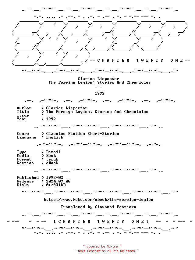 NFO for the release Clarice.Lispector.-.The.Foreign.Legion.Stories.And.Chronicles.1992.RETAIL.EPUB.eBook-CTO by CTO