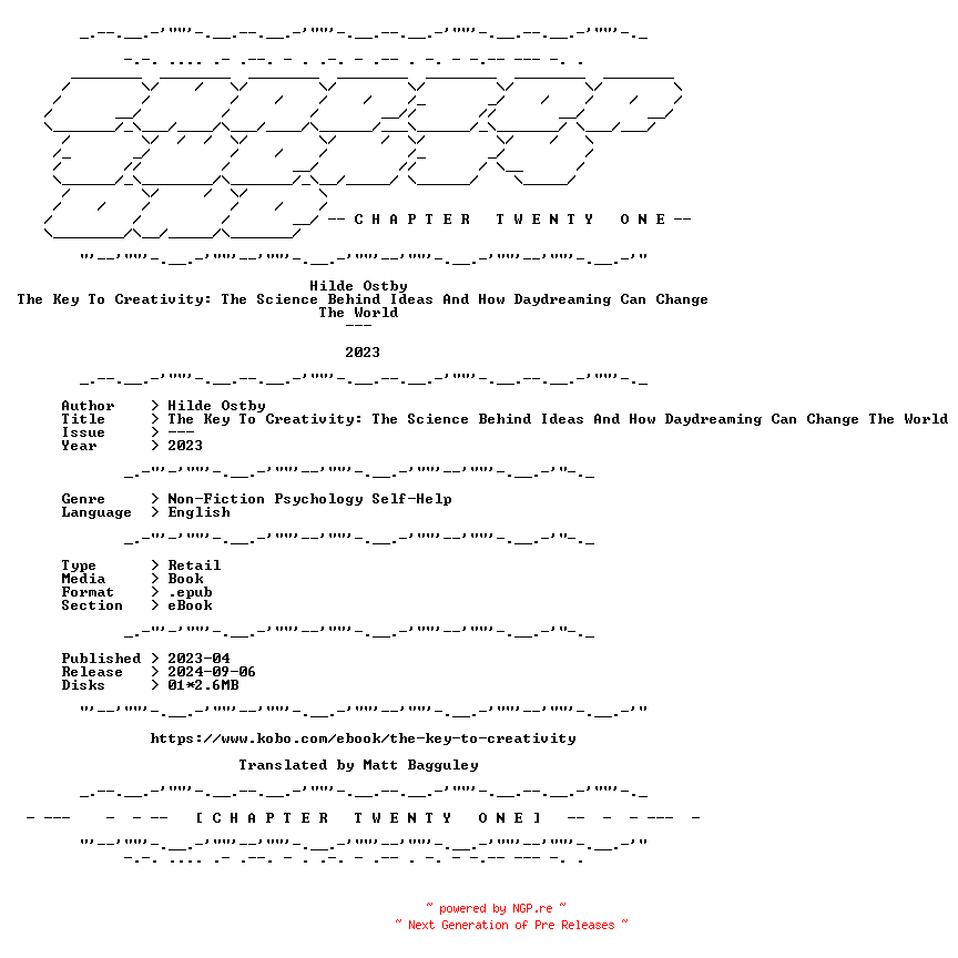 NFO for the release Hilde.Ostby.-.The.Key.To.Creativity.The.Science.Behind.Ideas.And.How.Daydreaming.Can.Change.The.World.2023.RETAIL.EPUB.eBook-CTO by CTO