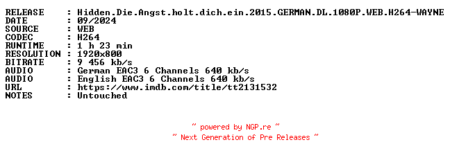 NFO for the release Hidden.Die.Angst.holt.dich.ein.2015.GERMAN.DL.1080P.WEB.H264-WAYNE by WAYNE