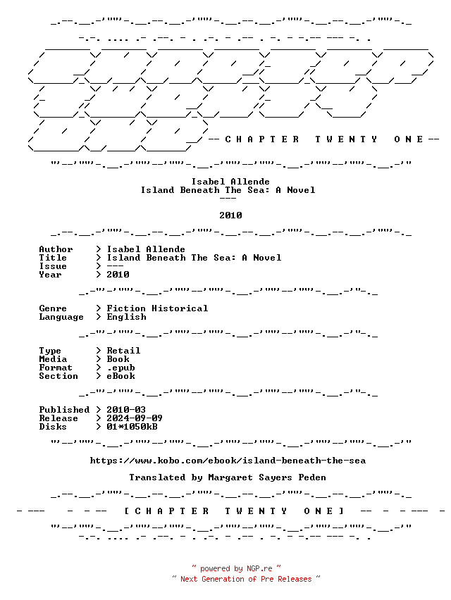 NFO for the release Isabel.Allende.-.Island.Beneath.The.Sea.A.Novel.2010.RETAIL.EPUB.eBook-CTO by CTO