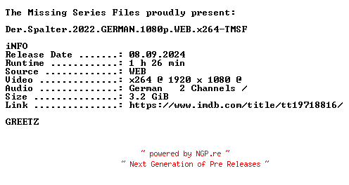 NFO for the release Der.Spalter.2022.GERMAN.1080p.WEB.x264-TMSF by TMSF