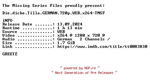 NFO for the release Die.dicke.Tilla.GERMAN.720p.WEB.x264-TMSF by TMSF