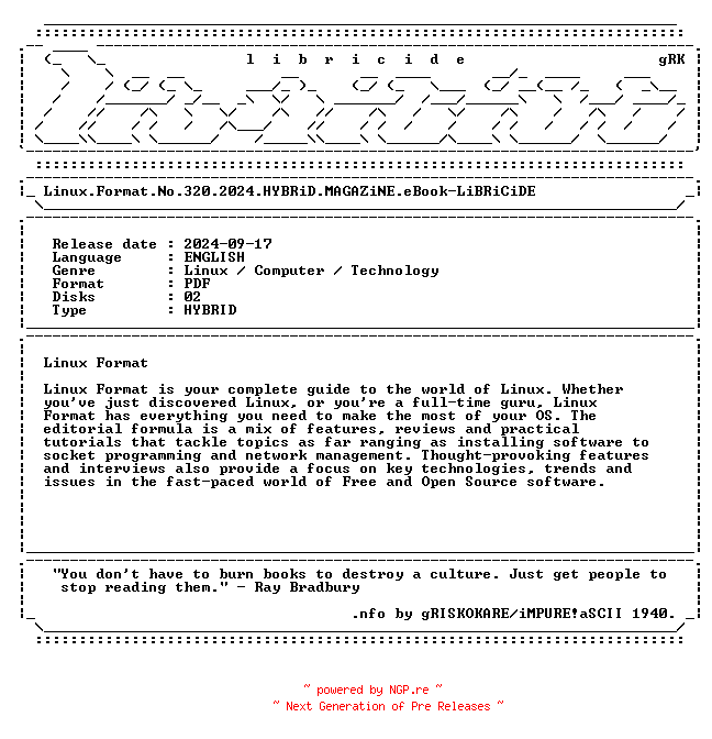 NFO for the release Linux.Format.No.320.2024.HYBRiD.MAGAZiNE.eBook-LiBRiCiDE by LiBRiCiDE