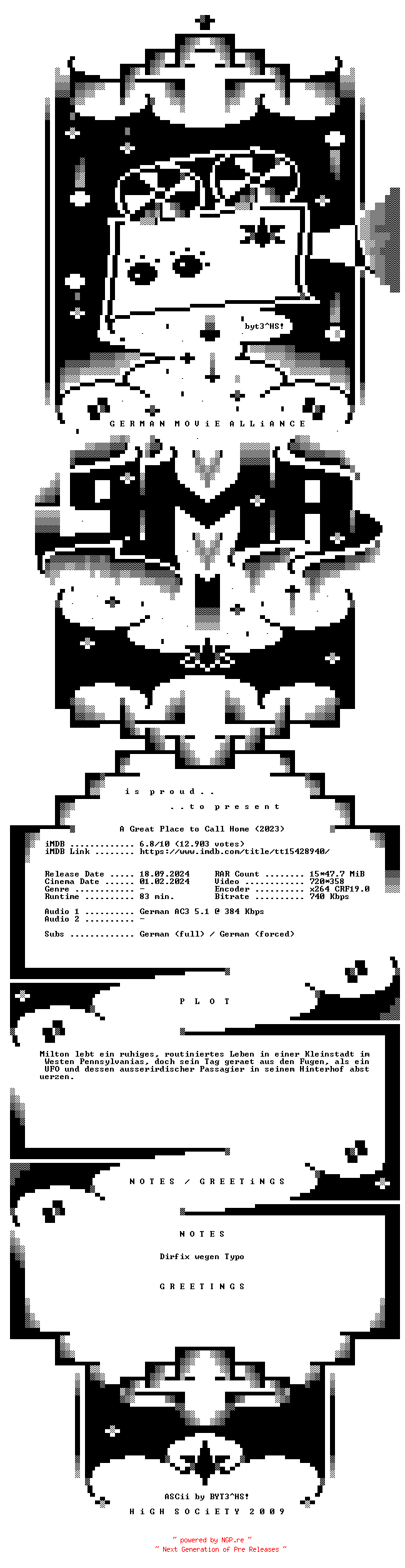 NFO for the release A.Great.Place.To.Call.Home.German.2023.AC3.DVDRiP.x264.DiRFiX-GMA by GMA