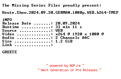 NFO for the release Heute.Show.2024.09.20.GERMAN.1080p.WEB.h264-TMSF by TMSF