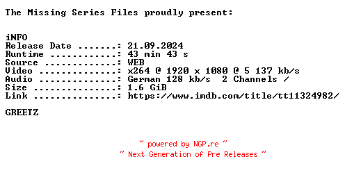 NFO for the release Concordia.S01E02.GERMAN.1080p.WEB.h264-TMSF by TMSF