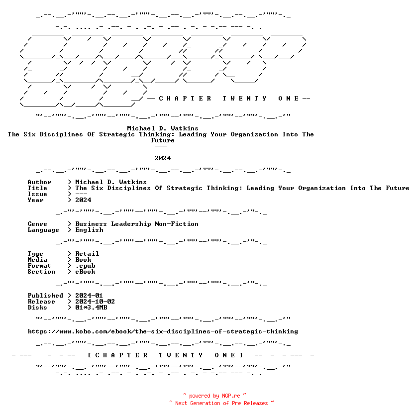 NFO for the release Michael.D.Watkins.-.The.Six.Disciplines.Of.Strategic.Thinking.Leading.Your.Organization.Into.The.Future.2024.RETAIL.EPUB.eBook-CTO by CTO