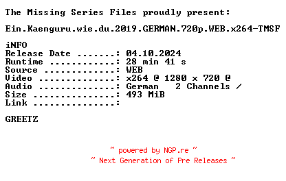 NFO for the release Ein.Kaenguru.wie.du.2019.GERMAN.720p.WEB.x264-TMSF by TMSF