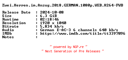 NFO for the release Zwei.Herren.im.Anzug.2018.GERMAN.1080p.WEB.H264-FWB by FWB