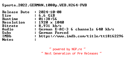 NFO for the release Sparta.2022.GERMAN.1080p.WEB.H264-FWB by FWB