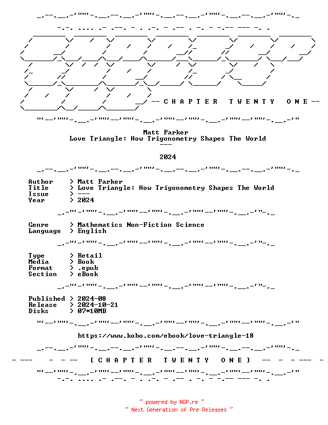 NFO for the release Matt.Parker.-.Love.Triangle.How.Trigonometry.Shapes.The.World.2024.RETAIL.EPUB.eBook-CTO by CTO