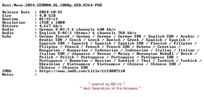 NFO for the release Dont.Move.2024.GERMAN.DL.1080p.WEB.H264-FWB by FWB