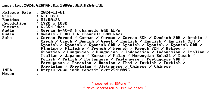 NFO for the release Lass.los.2024.GERMAN.DL.1080p.WEB.H264-FWB by FWB