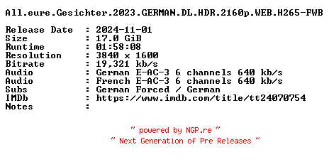 NFO for the release All.eure.Gesichter.2023.GERMAN.DL.HDR.2160p.WEB.H265-FWB by FWB