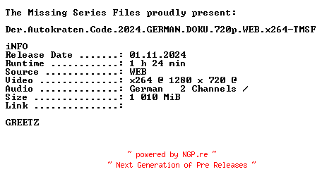 NFO for the release Der.Autokraten.Code.2024.GERMAN.DOKU.720p.WEB.x264-TMSF by TMSF