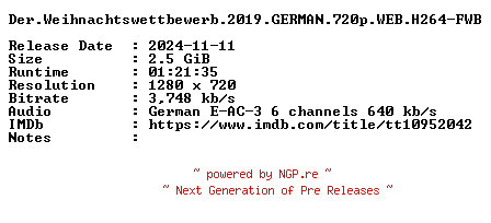 NFO for the release Der.Weihnachtswettbewerb.2019.GERMAN.720p.WEB.H264-FWB by FWB